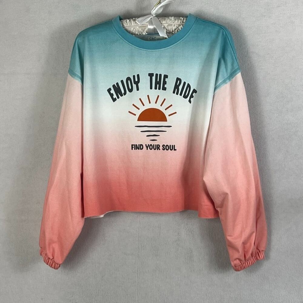 C & C California Cropped Sweatshirt Women's M Enjoy The Ride Find Your Soul